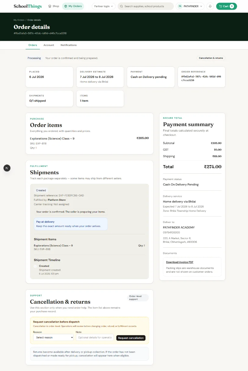 Track and manage orders